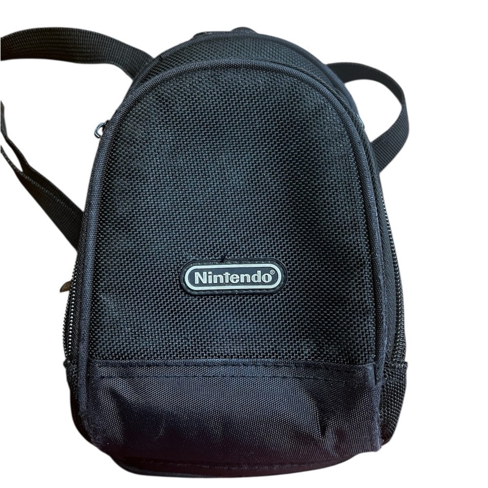 Vintage Nintendo Gaming Backpack - Black & White Logo, Multi-Zip Travel Case